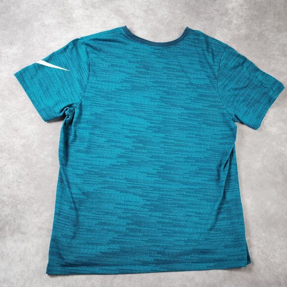 Nike Shirt Mens 2XL Blue Dri Fit Print All Over Stretch Athletic Stretch Crew - Picture 3 of 8